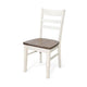 3pc Dining Set | Round Drop Leaf Top | Buckskin Brown Wood Seat | White