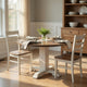 3pc Dining Set | Round Drop Leaf Top | Buckskin Brown Wood Seat | White