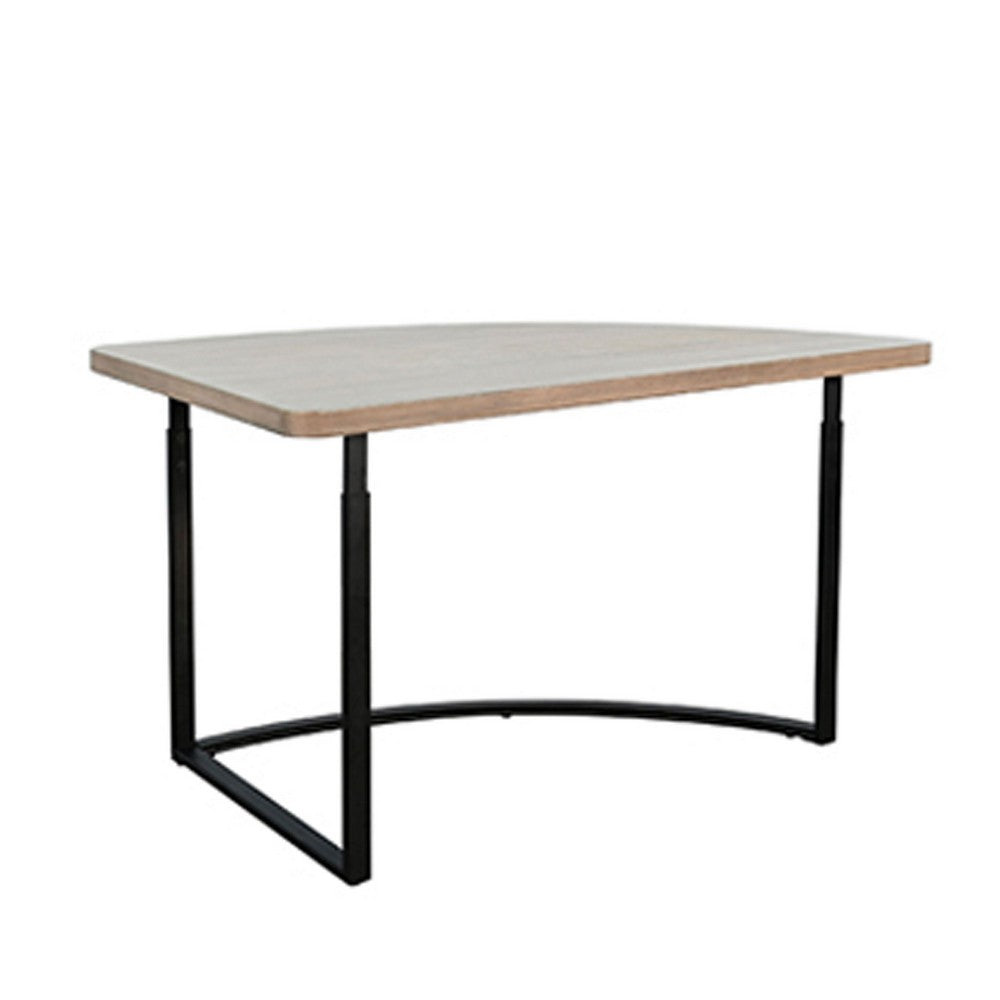 Giby Corner Table | Height Adjustable | Triangular Wheat Brown Wood | Black Metal