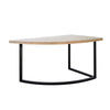 Giby Corner Table | Height Adjustable | Triangular Wheat Brown Wood | Black Metal