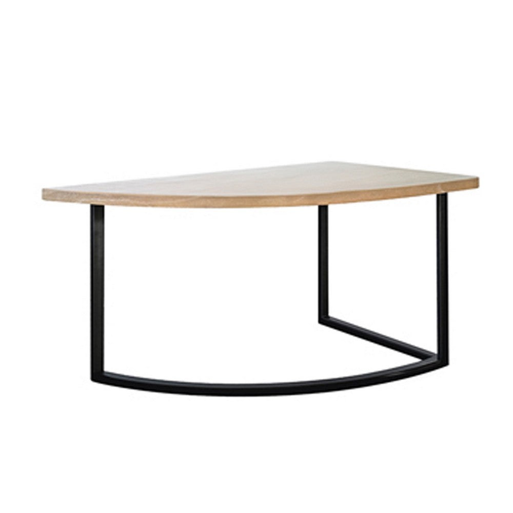 Giby Corner Table | Height Adjustable | Triangular Wheat Brown Wood | Black Metal