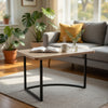 Giby Corner Table | Height Adjustable | Triangular Wheat Brown Wood | Black Metal