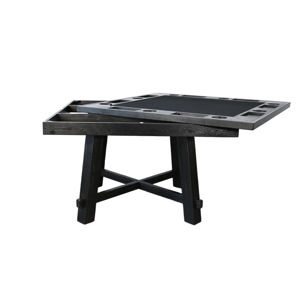 Reversible Poker Dining Table | Storage | Umbra Black Wood 50" Square