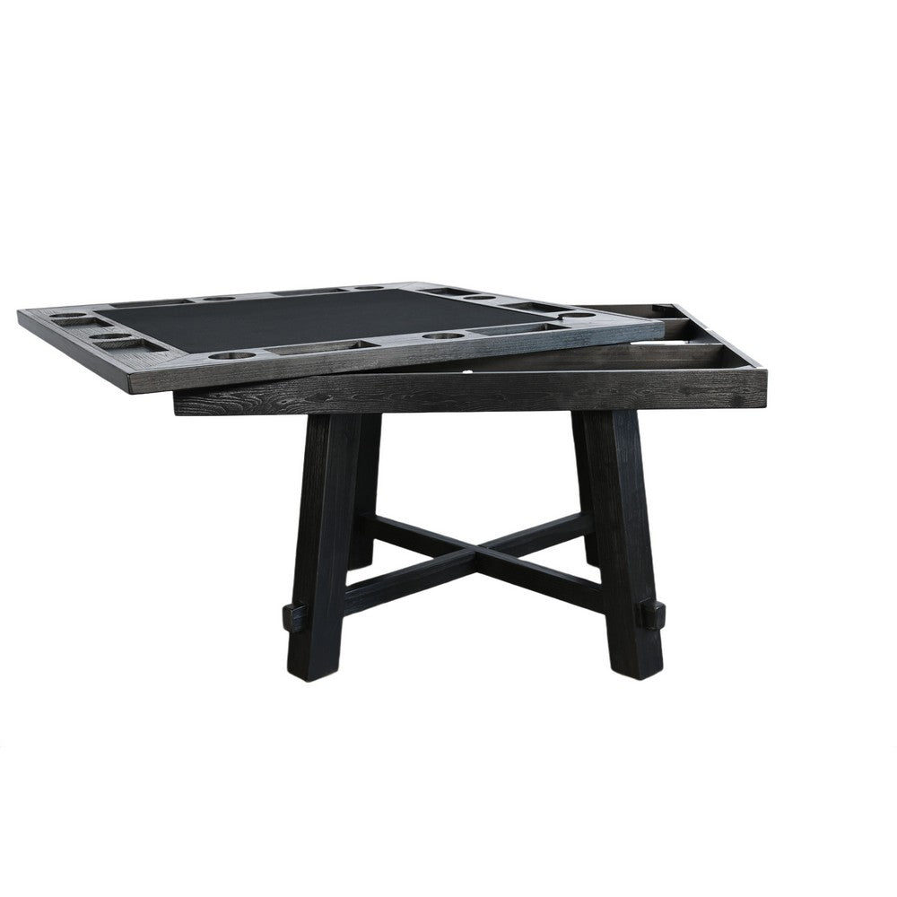 Reversible Poker Dining Table | Storage | Umbra Black Wood 50" Square