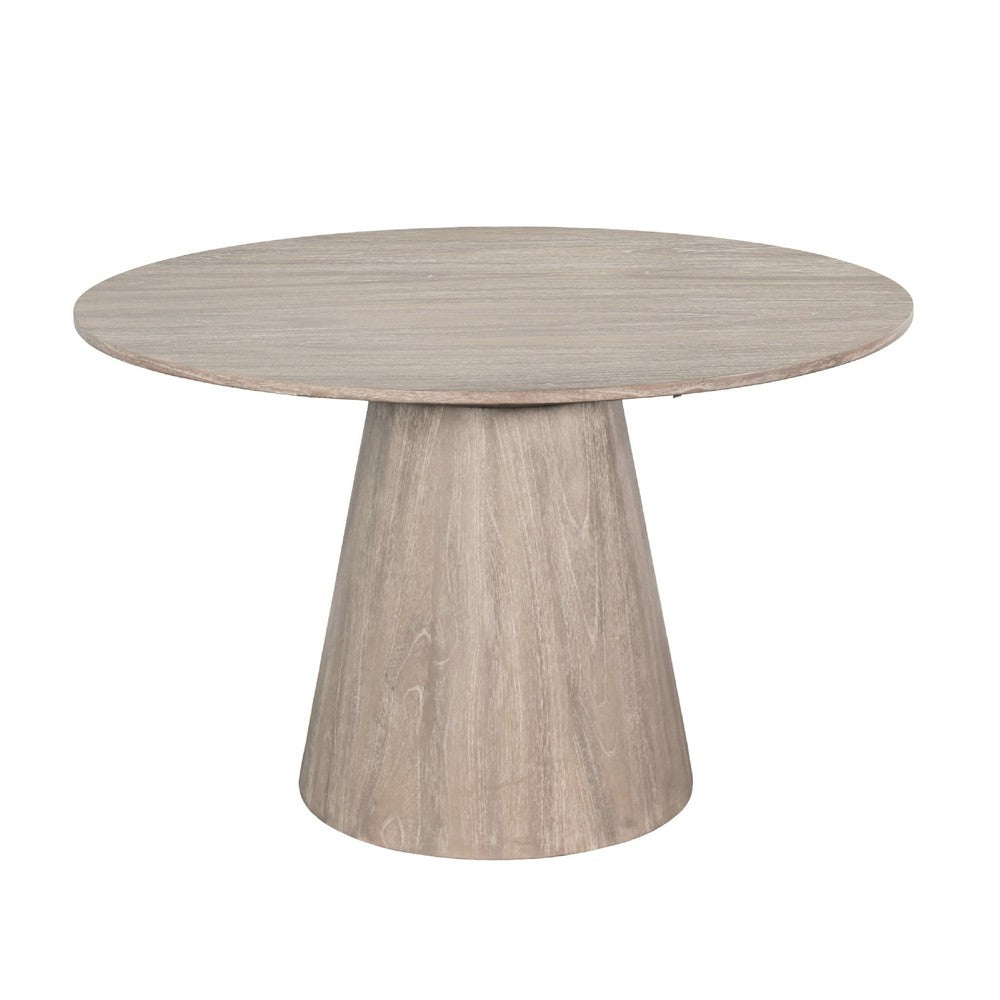 Dining Table | 48" Round Top | Conical Pedestal | Wheat Brown w Gray Wood