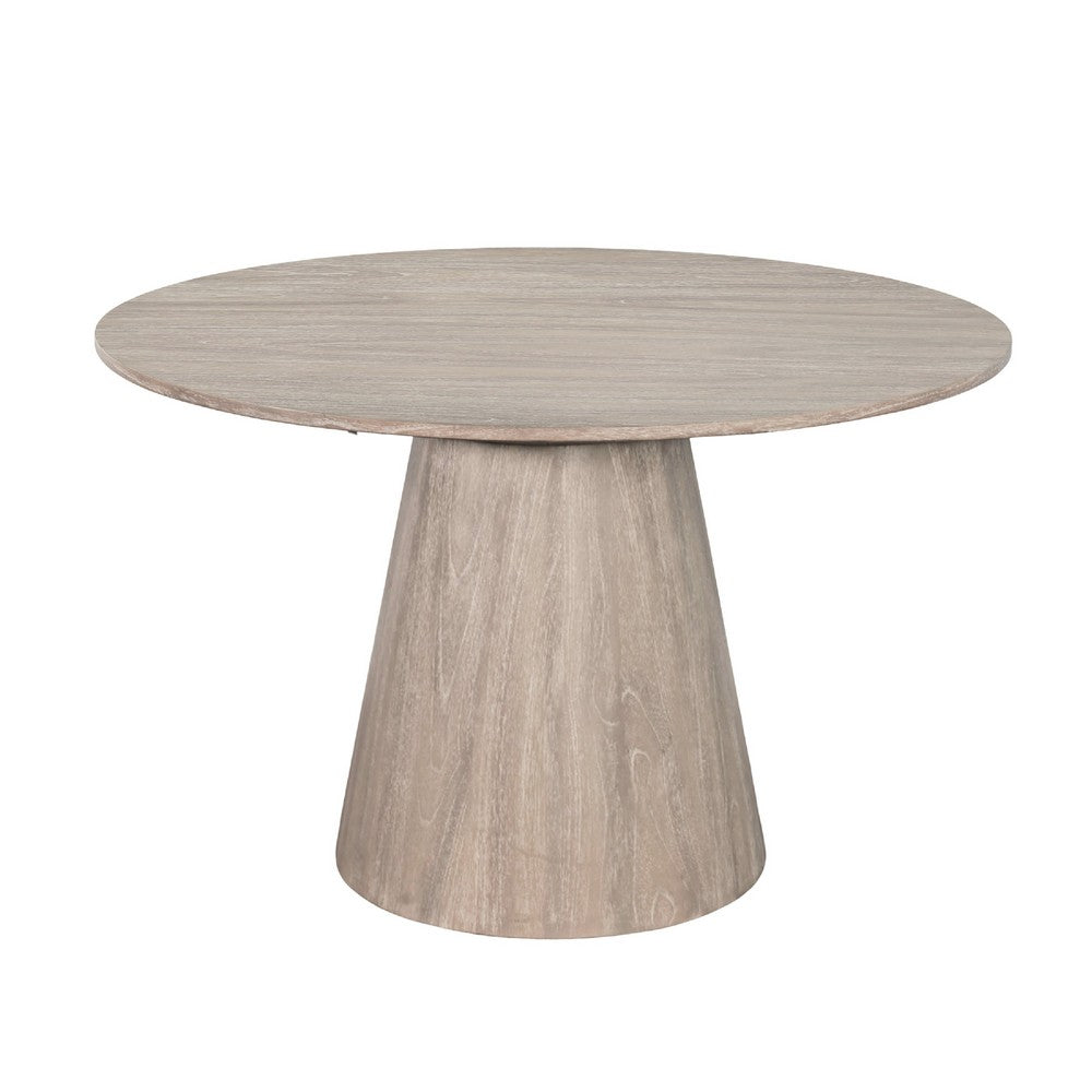 Dining Table | 48" Round Top | Conical Pedestal | Wheat Brown w Gray Wood