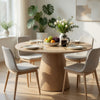 Dining Table | 48" Round Top | Conical Pedestal | Wheat Brown w Gray Wood