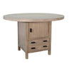54" Round Counter Table w Storage Cabinet, 2 Drawers | Wheat Brown Wood
