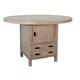 54" Round Counter Table w Storage Cabinet, 2 Drawers | Wheat Brown Wood
