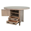 54" Round Counter Table w Storage Cabinet, 2 Drawers | Wheat Brown Wood