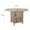 54" Round Counter Table w Storage Cabinet, 2 Drawers | Wheat Brown Wood