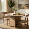 54" Round Counter Table w Storage Cabinet, 2 Drawers | Wheat Brown Wood