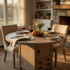54" Round Counter Table w Storage Cabinet, 2 Drawers | Wheat Brown Wood