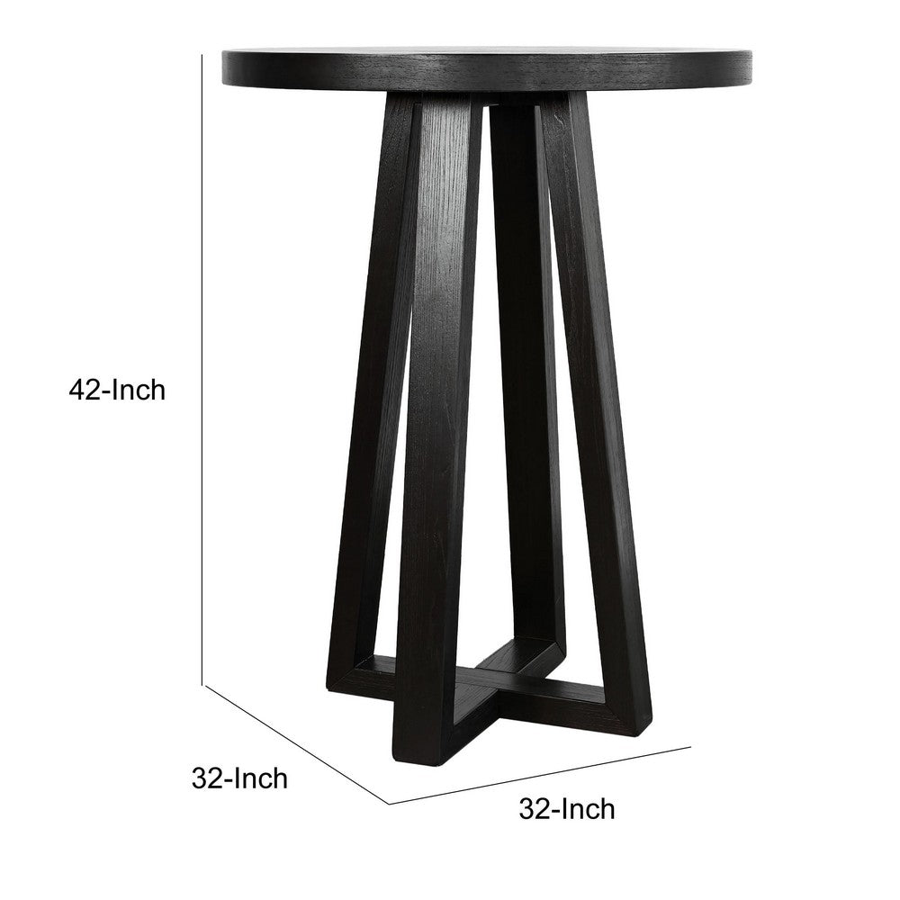Mika Bar Table | Round Top | Criss Cross Base | Umbra Black Wood 32"