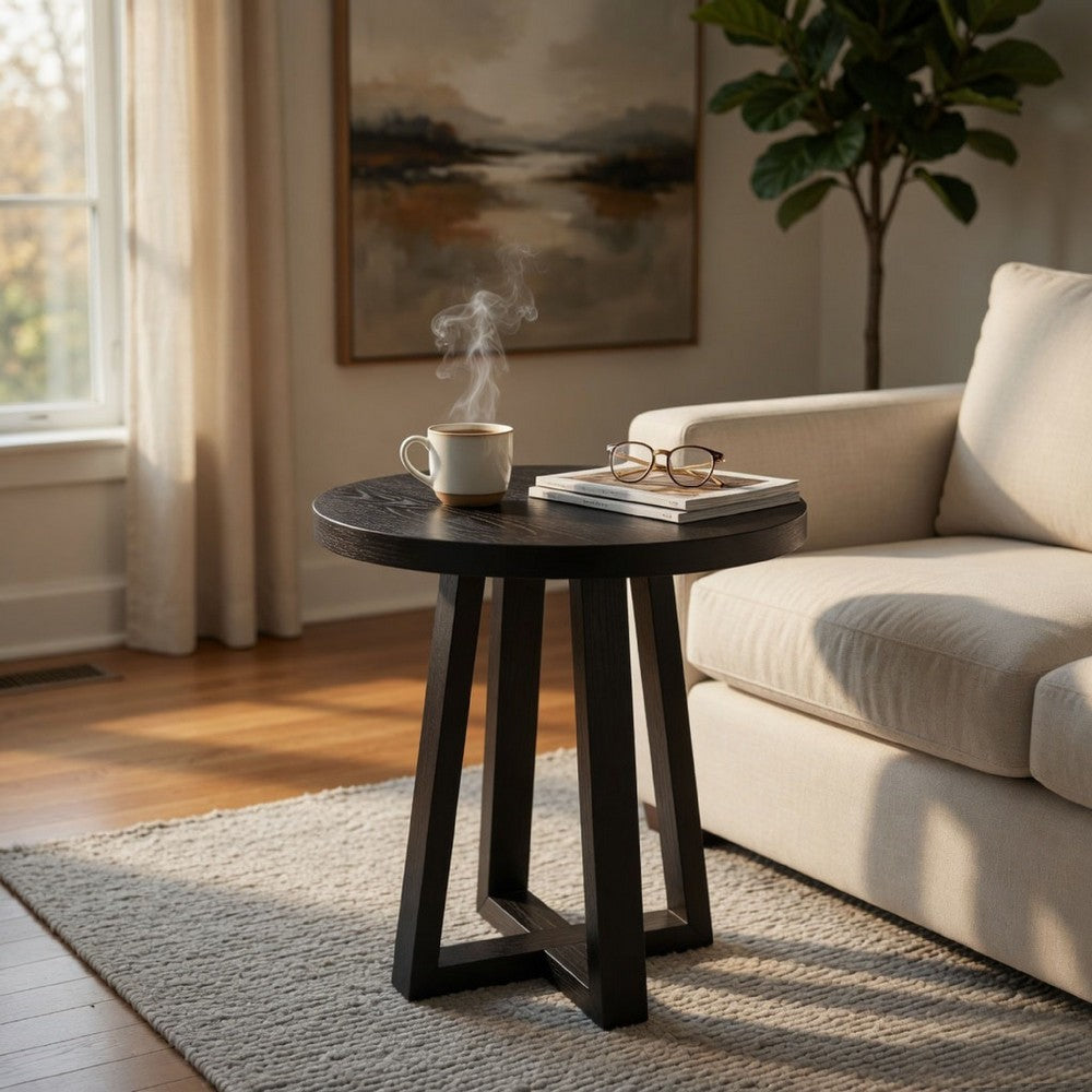 Mika Bar Table | Round Top | Criss Cross Base | Umbra Black Wood 32"