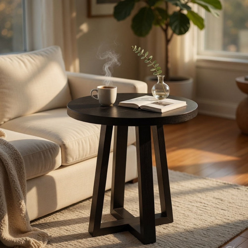 Mika Bar Table | Round Top | Criss Cross Base | Umbra Black Wood 32"