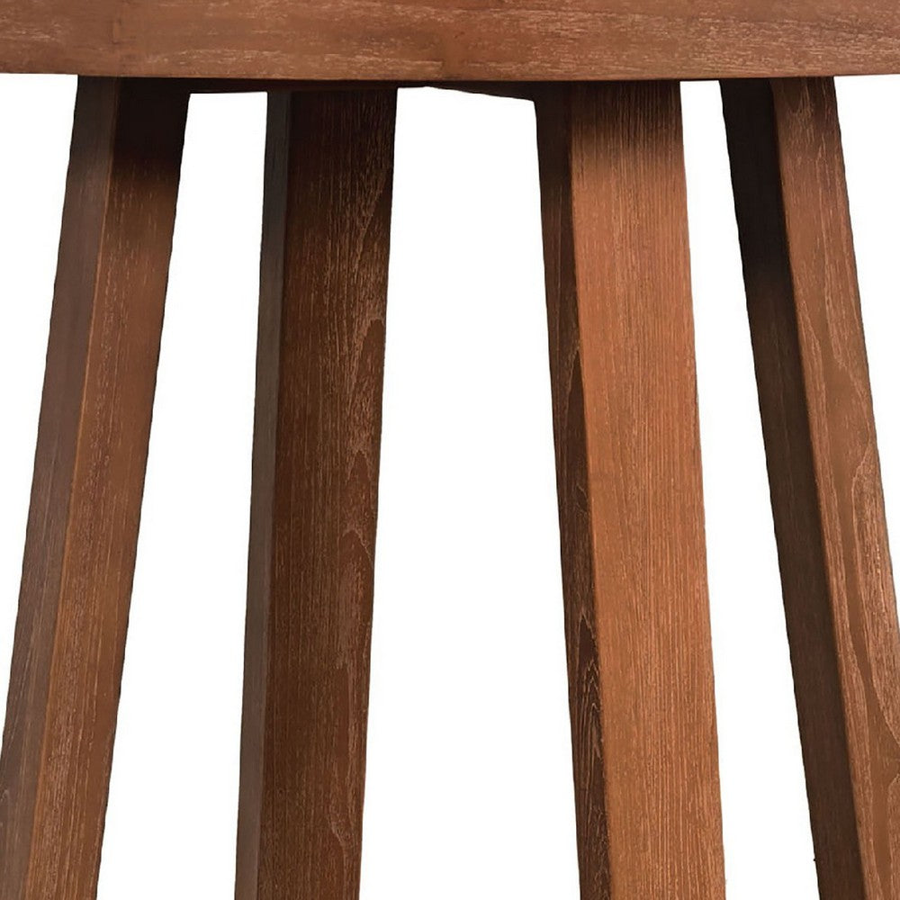 Mika Counter Table | 44" Round Top | Criss Cross Base | Medium Brown Wood