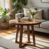 Mika Counter Table | 44" Round Top | Criss Cross Base | Medium Brown Wood