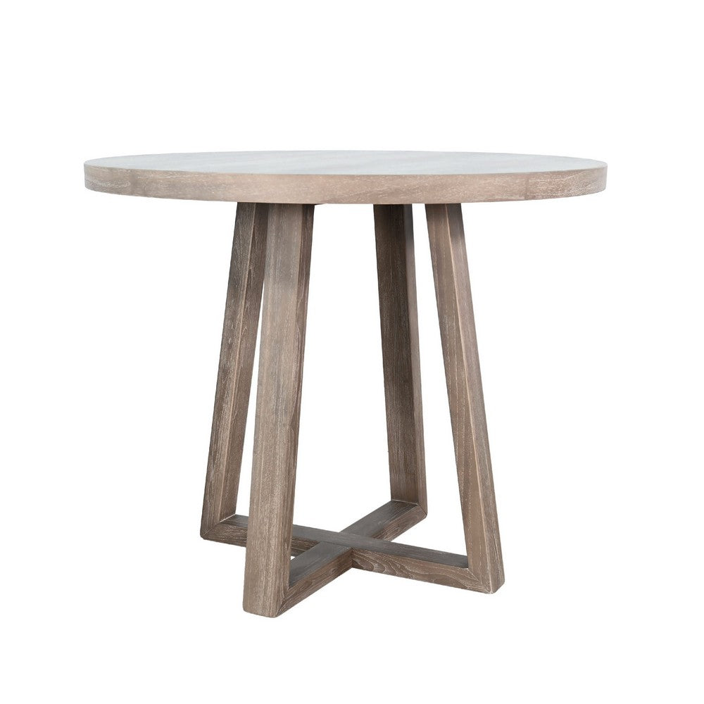 Mika Counter Table | Round Top | Criss Cross Base | Wheat Brown Wood 44"