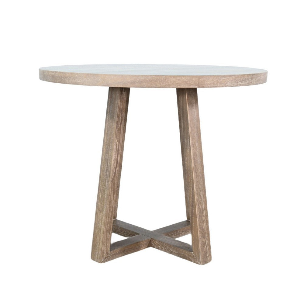 Mika Counter Table | Round Top | Criss Cross Base | Wheat Brown Wood 44"