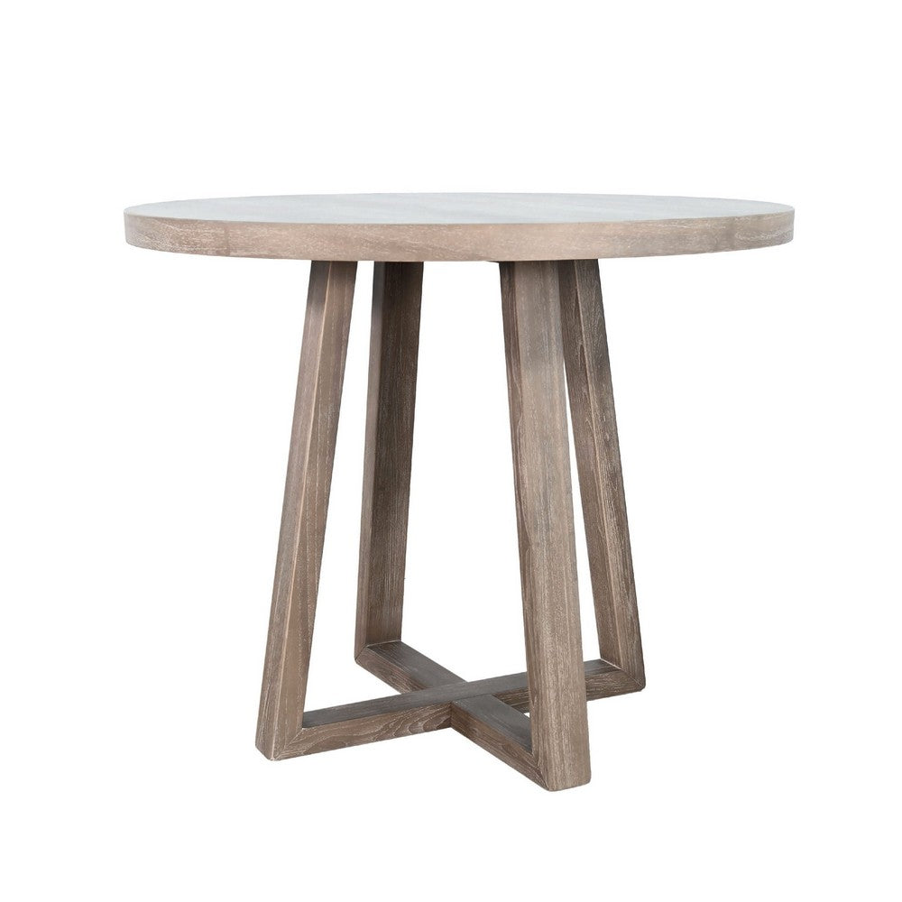 Mika Counter Table | Round Top | Criss Cross Base | Wheat Brown Wood 44"