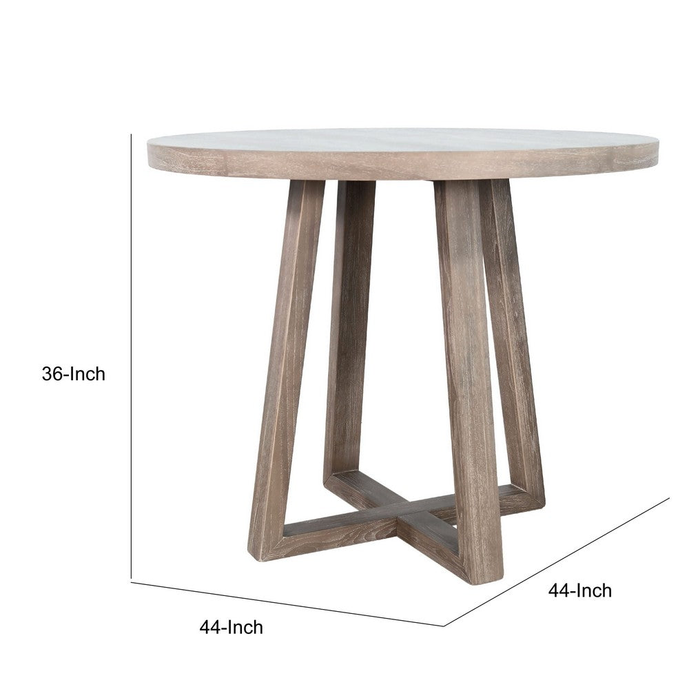Mika Counter Table | Round Top | Criss Cross Base | Wheat Brown Wood 44"