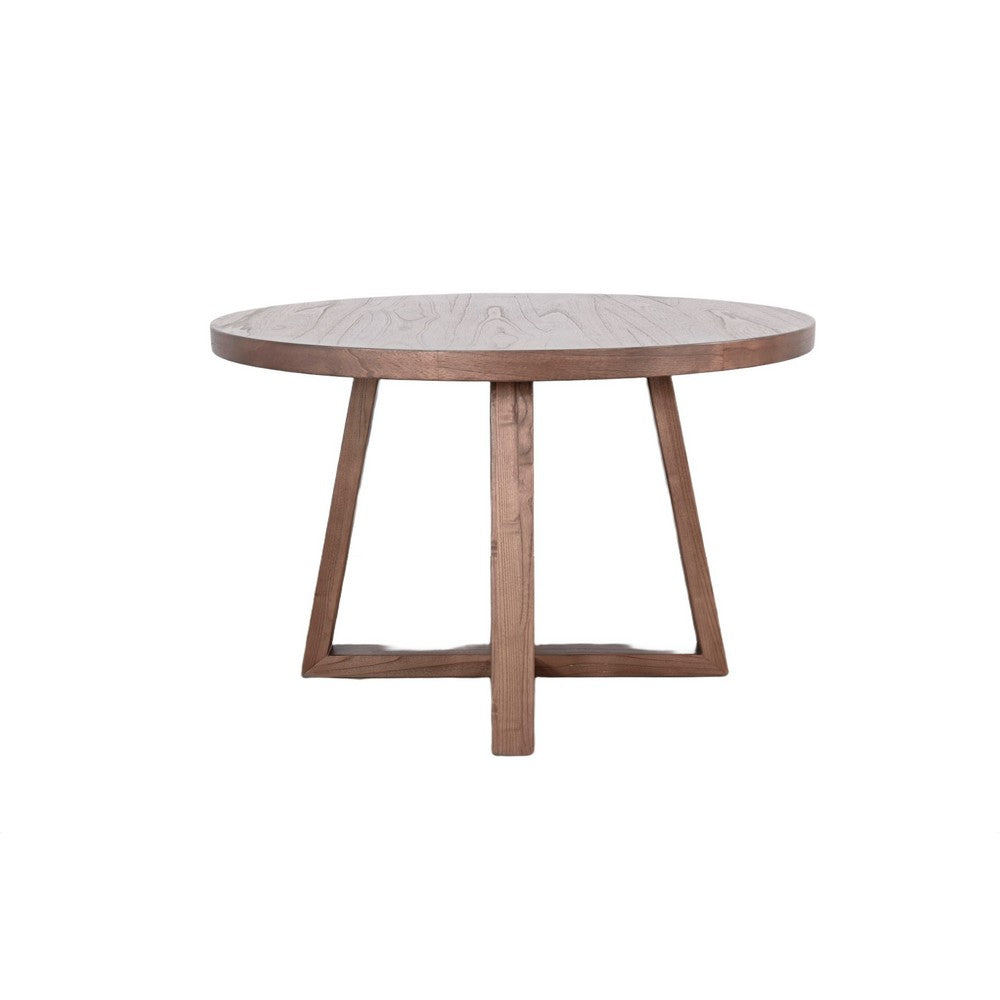 Mika Dining Table | Criss Cross Base | Medium Brown Wood 48" Round Top