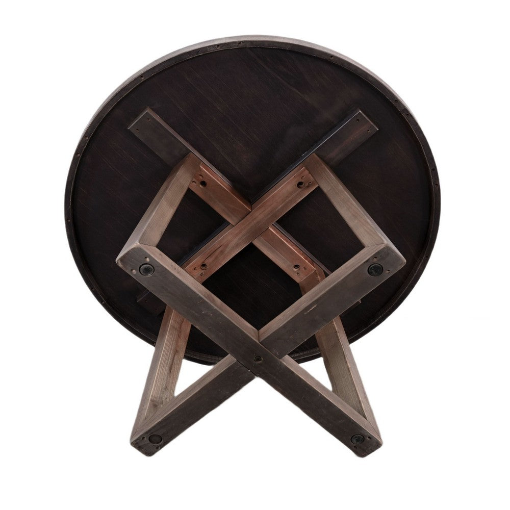 Mika Dining Table | Criss Cross Base | Medium Brown Wood 48" Round Top