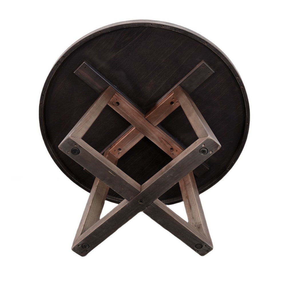 Mika Dining Table | Criss Cross Base | Medium Brown Wood 48" Round Top