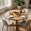 Mika Dining Table | Criss Cross Base | Medium Brown Wood 48" Round Top