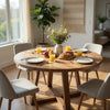 Mika Dining Table | Criss Cross Base | Medium Brown Wood 48" Round Top