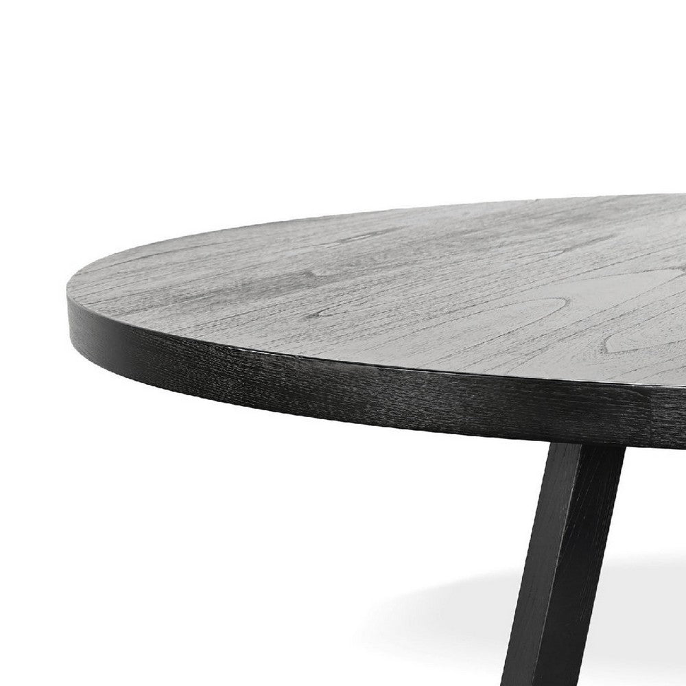 Mika Large Dining Table | Criss Cross Base | Black Wood 72" Round