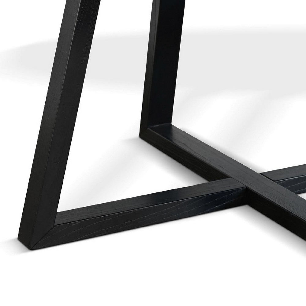 Mika Large Dining Table | Criss Cross Base | Black Wood 72" Round
