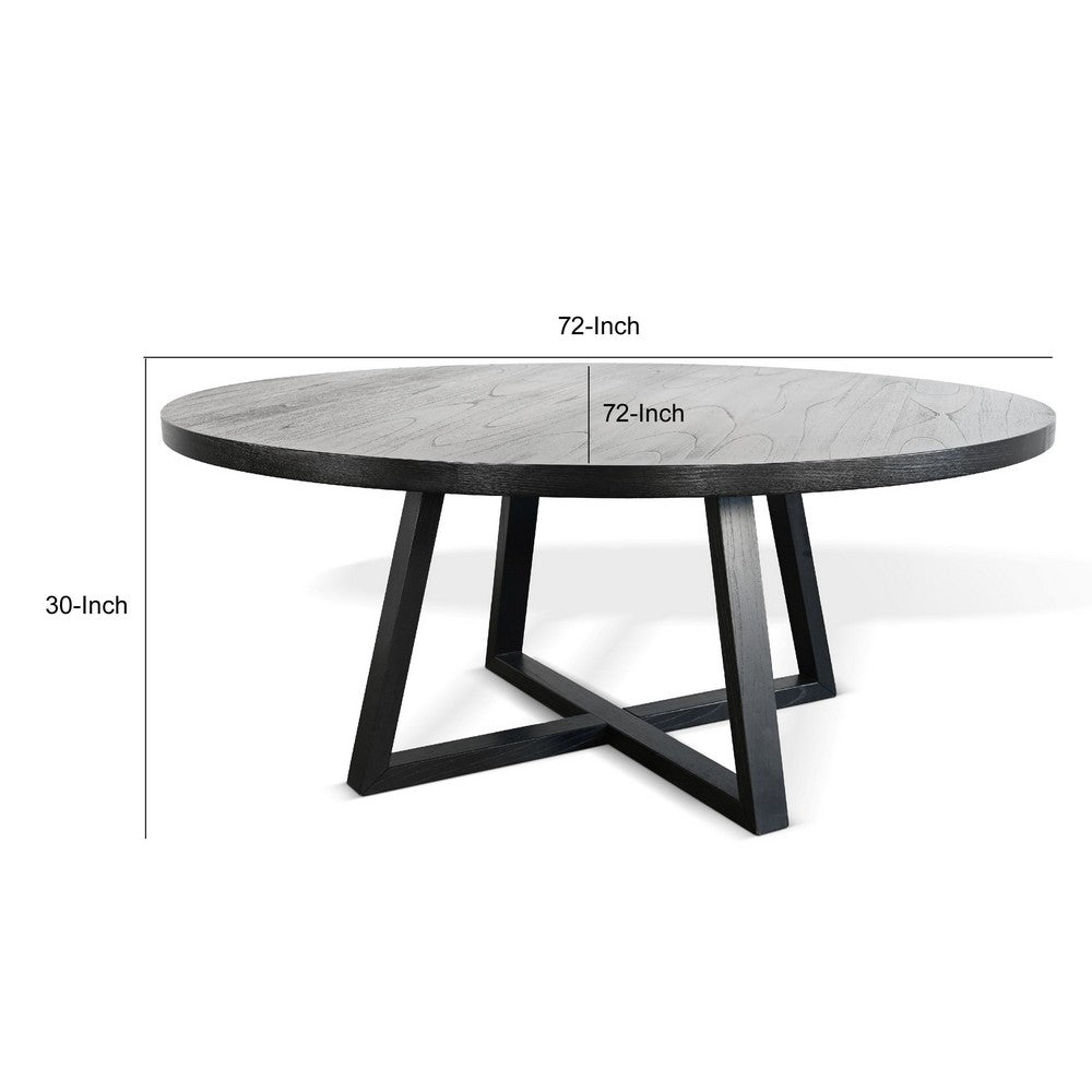 Mika Large Dining Table | Criss Cross Base | Black Wood 72" Round