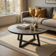Mika Large Dining Table | Criss Cross Base | Black Wood 72" Round