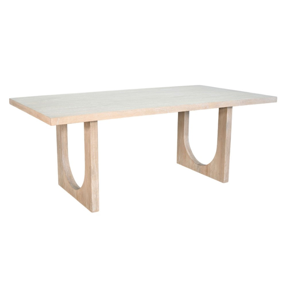 Riz Dining Table | U-Shape Pedestals | Oak Brown Gray Wood | 78" Rectangular