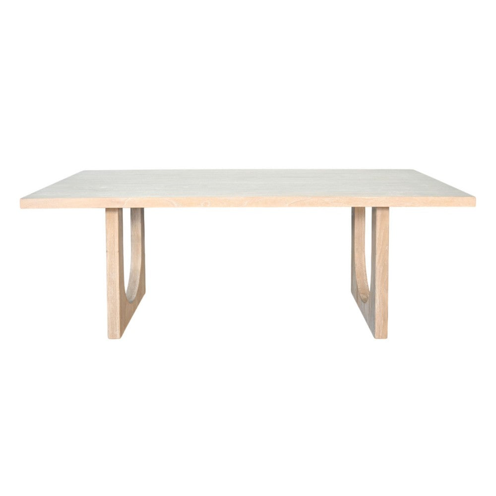 Riz Dining Table | U-Shape Pedestals | Oak Brown Gray Wood | 78" Rectangular