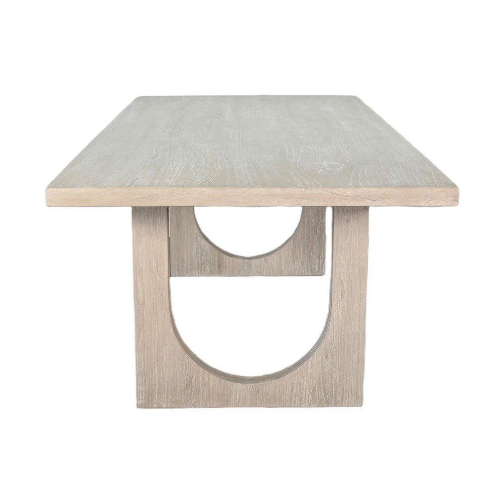 Riz Dining Table | U-Shape Pedestals | Oak Brown Gray Wood | 78" Rectangular