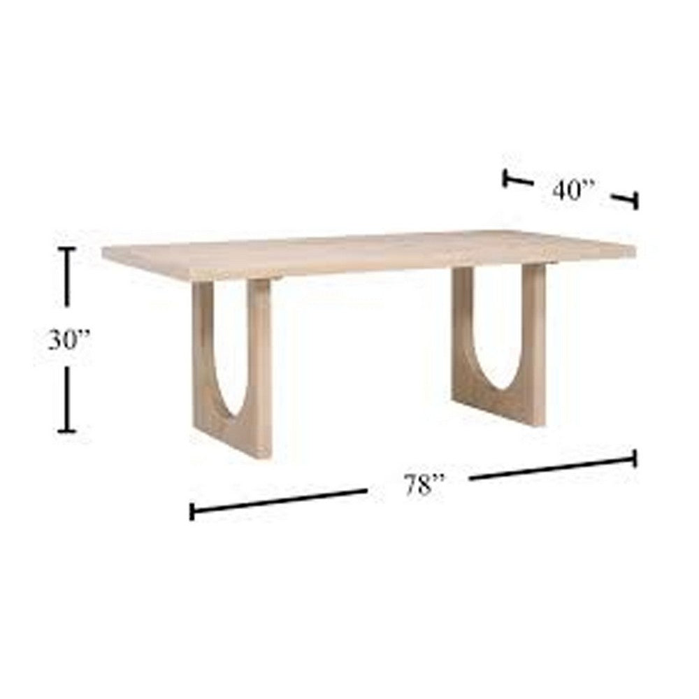 Riz Dining Table | U-Shape Pedestals | Oak Brown Gray Wood | 78" Rectangular
