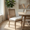 Dining Side Chair Set of 2 | Cane Back | Cream Seat Cushion | Hazelnut Brown Wood