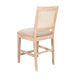 Counter Stool Chair Set  of 2 | Cane Back | Gray Fabric Cushion | Wheat Brown Wood