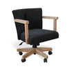 Giby Swivel Gaming or Office Chair | Black Corduroy Seat | Oak Brown Wood