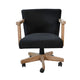 Giby Swivel Gaming or Office Chair | Black Corduroy Seat | Oak Brown Wood