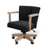 Giby Swivel Gaming or Office Chair | Black Corduroy Seat | Oak Brown Wood