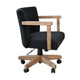 Giby Swivel Gaming or Office Chair | Black Corduroy Seat | Oak Brown Wood