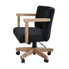 Giby Swivel Gaming or Office Chair | Black Corduroy Seat | Oak Brown Wood