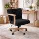 Giby Swivel Gaming or Office Chair | Black Corduroy Seat | Oak Brown Wood