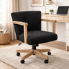 Giby Swivel Gaming or Office Chair | Black Corduroy Seat | Oak Brown Wood