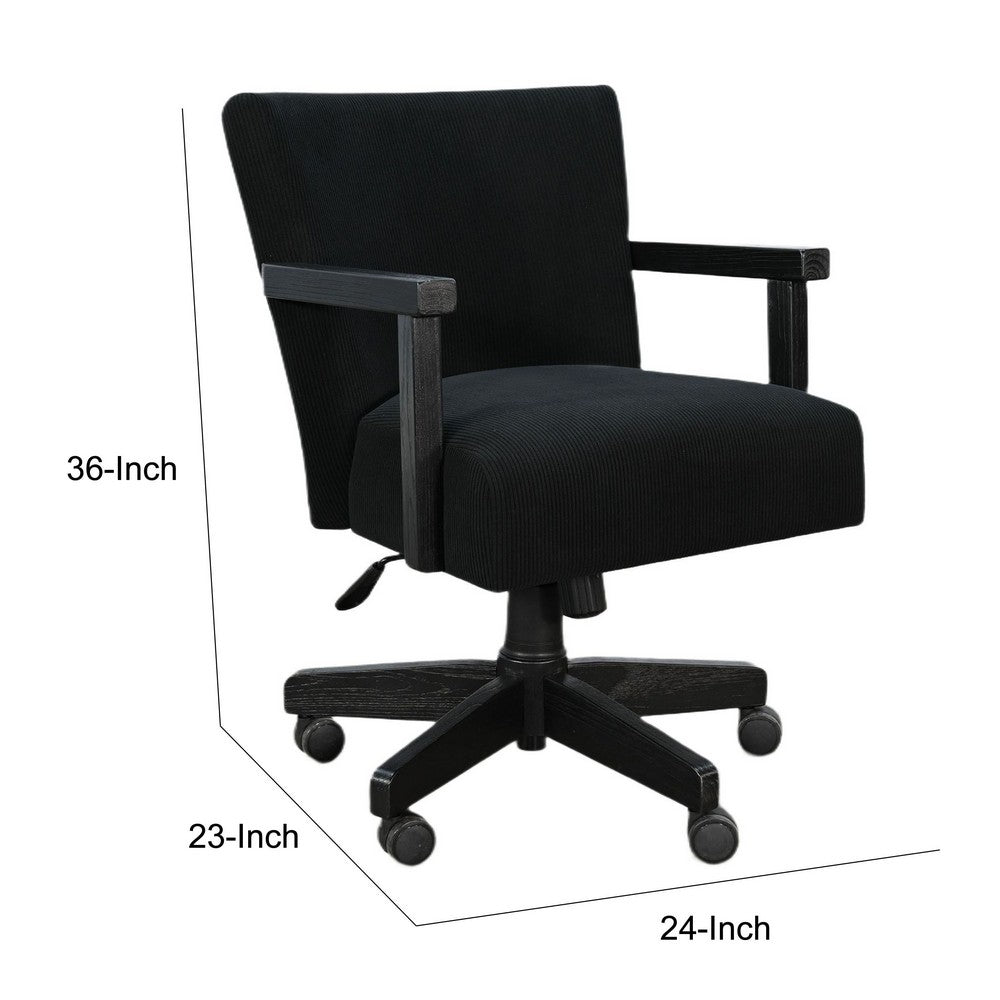 Giby Swivel Gaming or Office Chair | Corduroy-Style Seat | Black Wood