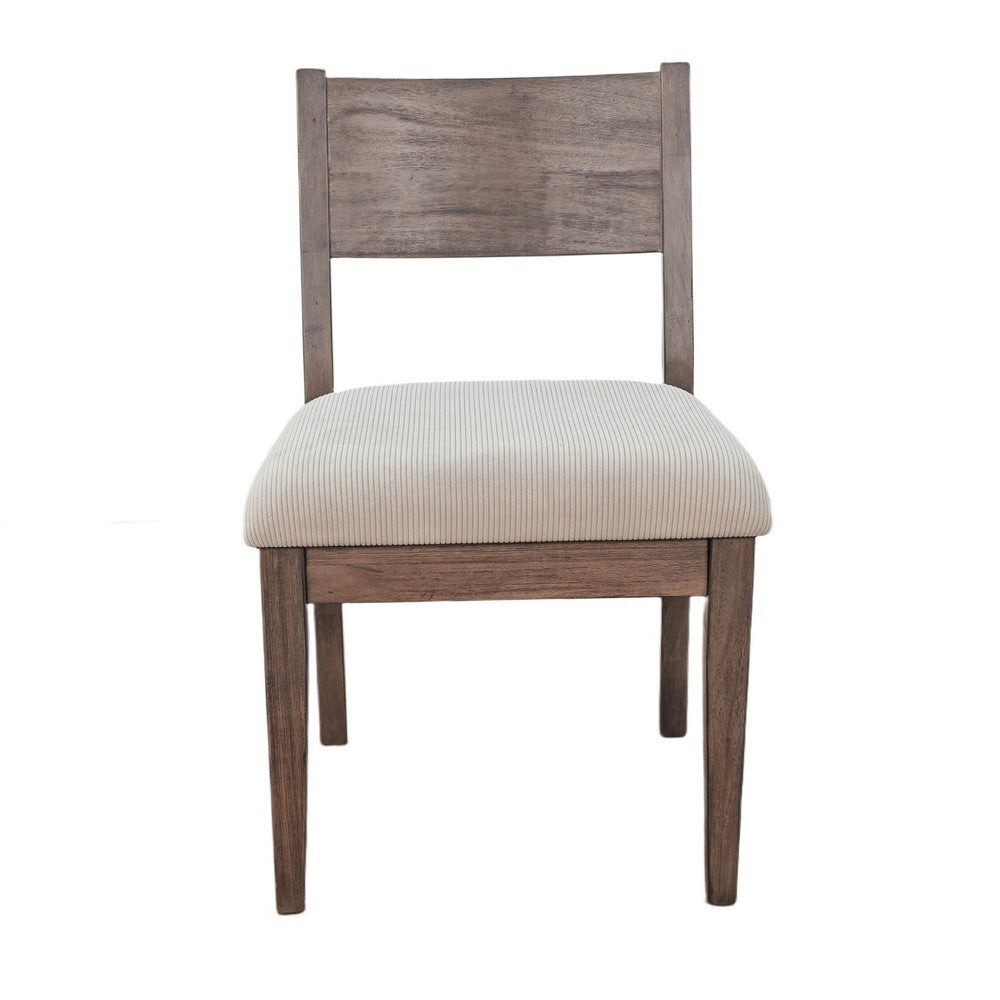 Casa Dining Side Chair Set of 2 | Open Back | Ivory Cushion | Buckskin Brown Wood